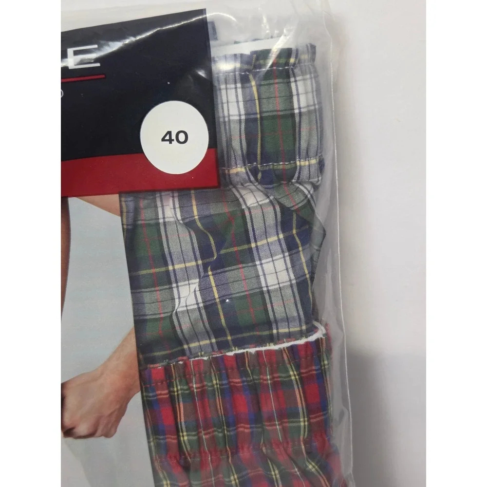 Roundtree & Yorke Full Cut Boxers 2-pk Premium Men's Underwear 40 Plaid $28 NEW